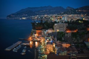 houses, Coast, Italy, Night, From, Above, Sorrento, Cities