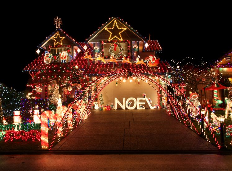 houses, Holidays, Christmas, Design, Night, Fairy, Lights, Cities HD Wallpaper Desktop Background