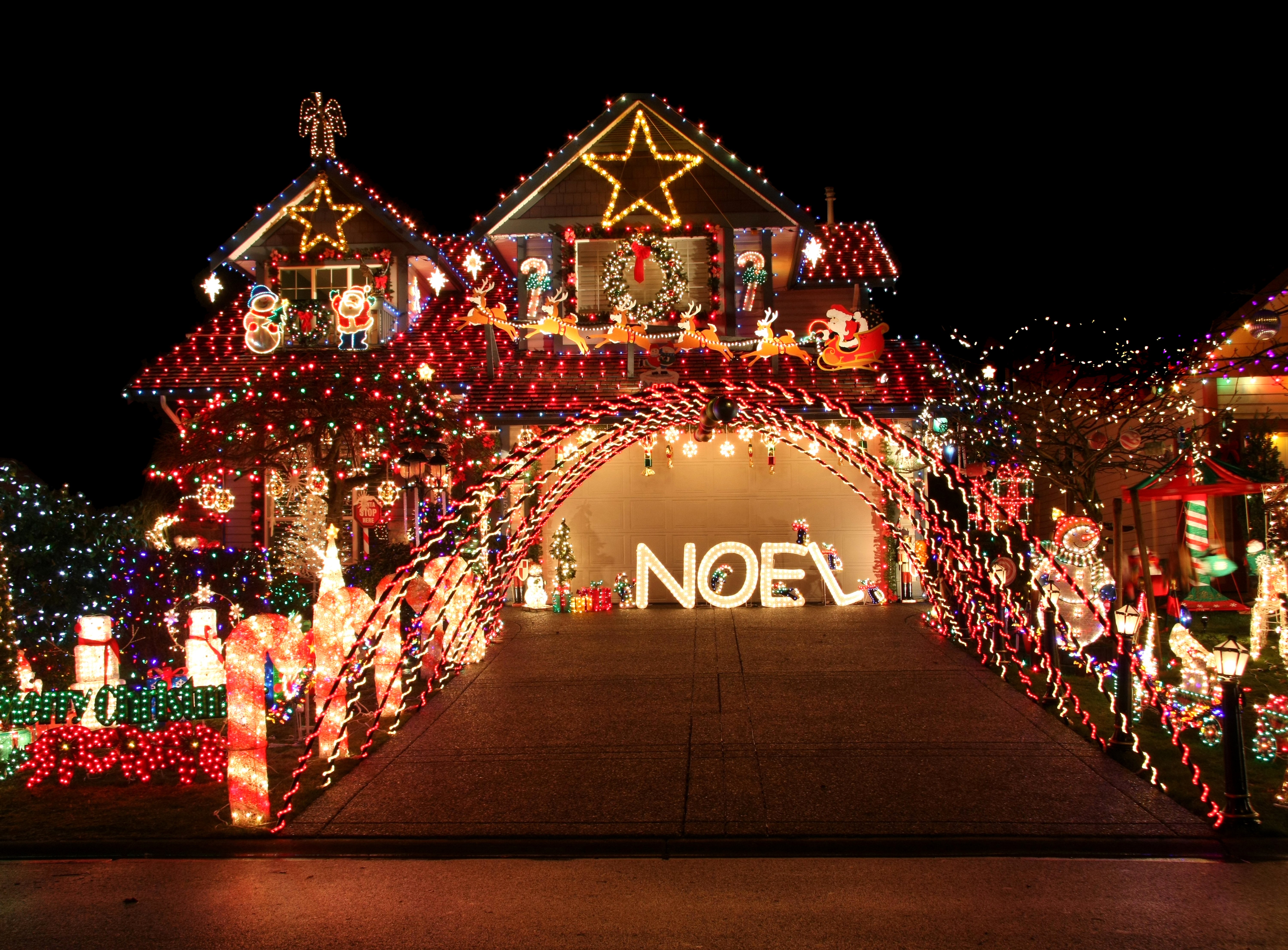 houses, Holidays, Christmas, Design, Night, Fairy, Lights, Cities Wallpaper
