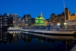 netherlands, Houses, Marinas, Motorboat, Night, Amsterdam, Cities