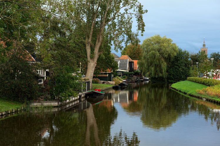 netherlands, Houses, Rivers, Boats, Trees, De, Rijp, Alkmaar, Cities HD Wallpaper Desktop Background