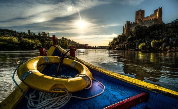 portugal, Castles, Rivers, Boats, Coast, Castle, Of, Almourol, Tagus, River, Cities HD Wallpaper Desktop Background