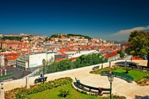 portugal, Houses, Parks, Bench, Street, Lights, Lisbon, Cities