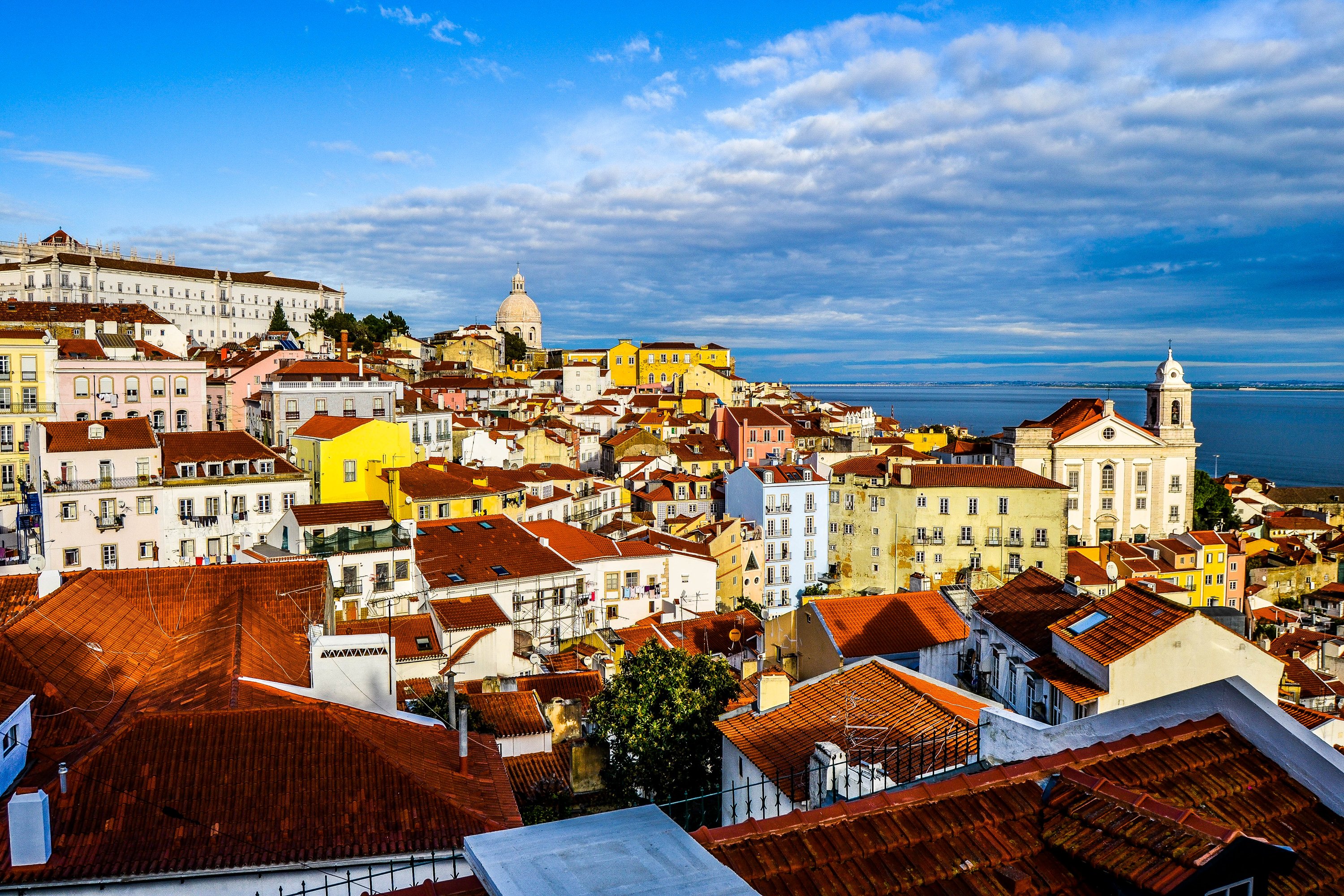 portugal, Houses, Sky, Prazeres, Lisbon, Cities Wallpaper