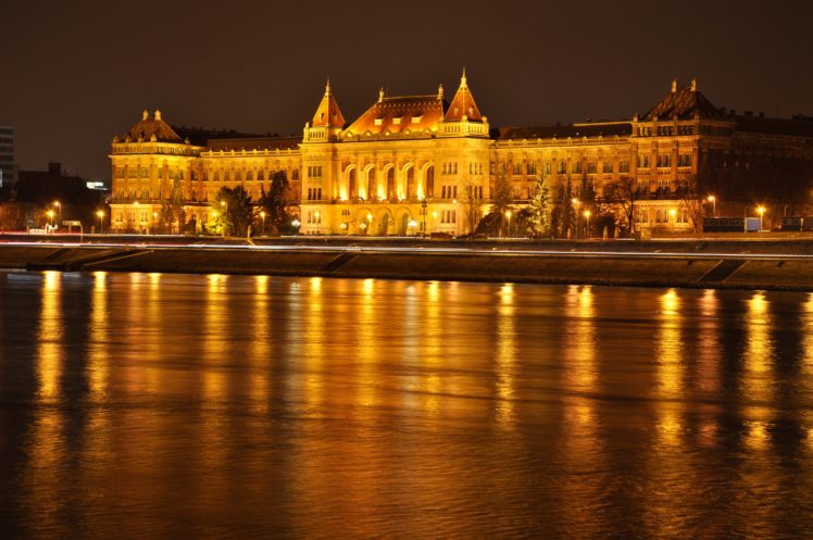 hungary, Rivers, Budapest, Palace, Night, Cities HD Wallpaper Desktop Background