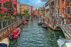 italy, Bridges, Houses, Motorboat, Venice, Canal, Street, Cities