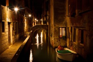 italy, Houses, Boats, Venice, Canal, Night, Street, Lights, Cities