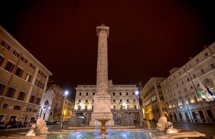 italy, Houses, Rome, Night, Column, Of, Marcus, Aurelius, Cities HD Wallpaper Desktop Background