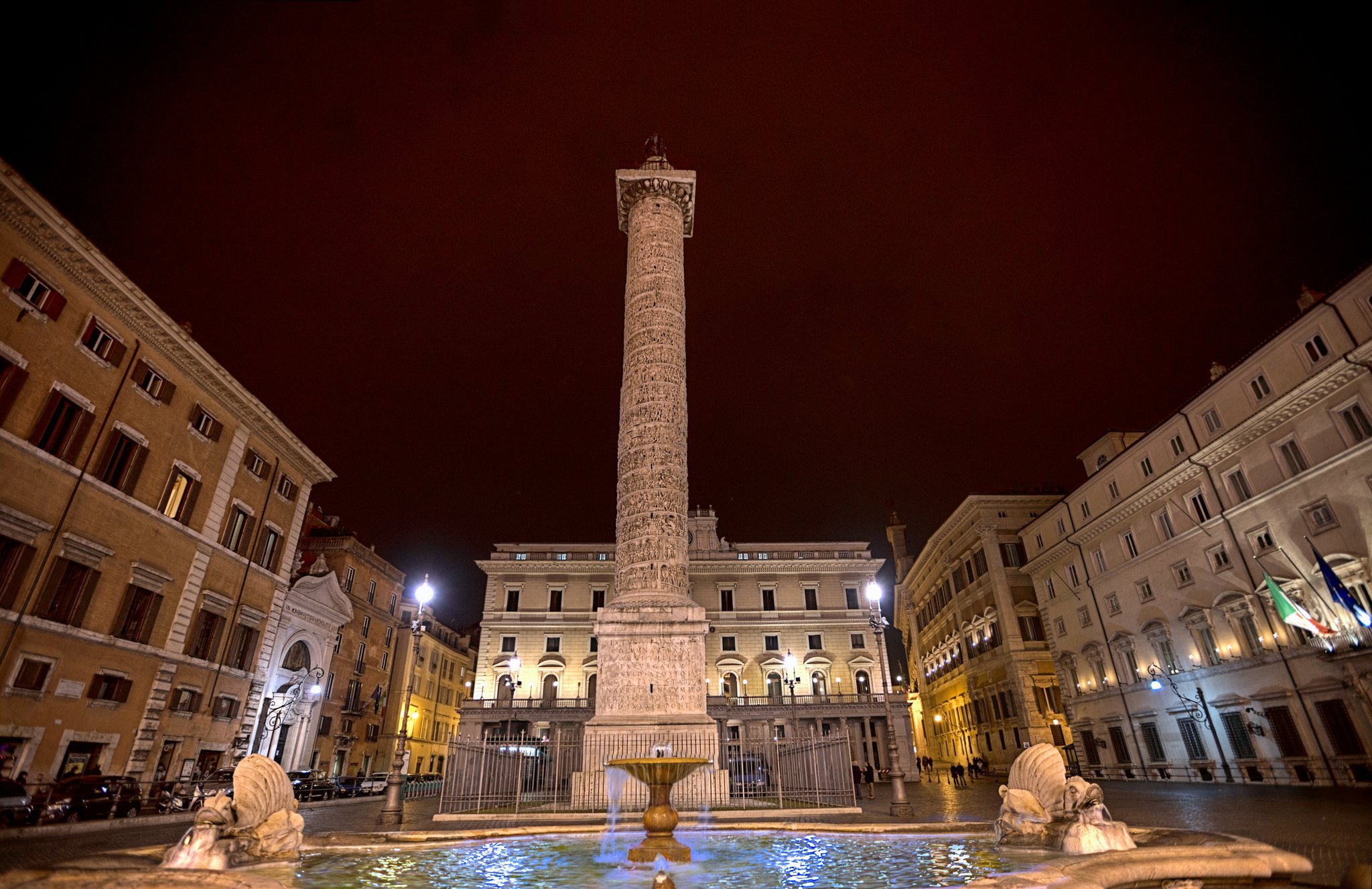 italy, Houses, Rome, Night, Column, Of, Marcus, Aurelius, Cities Wallpaper