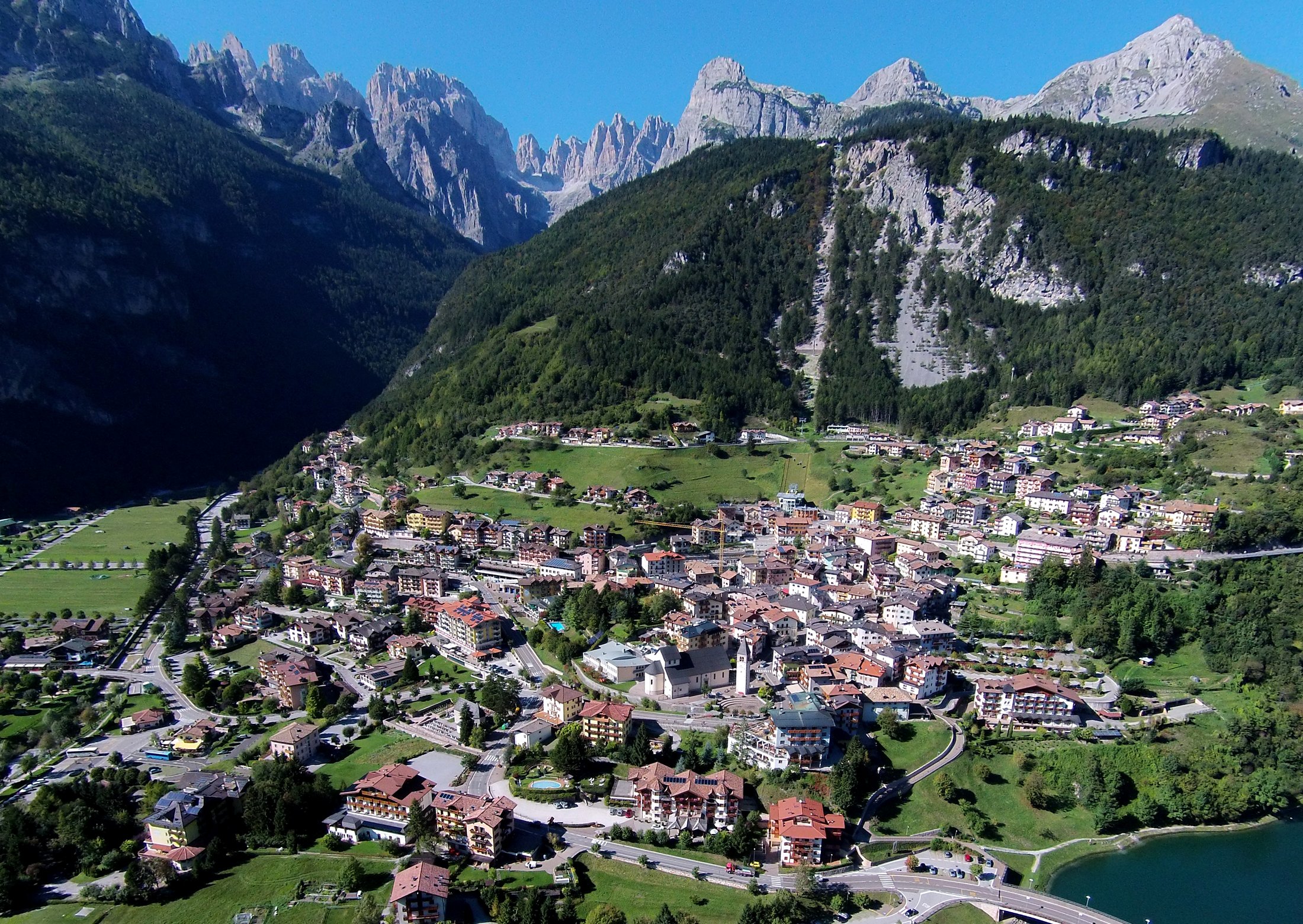 italy, Houses, Mountains, From, Above, Molveno, Cities Wallpaper