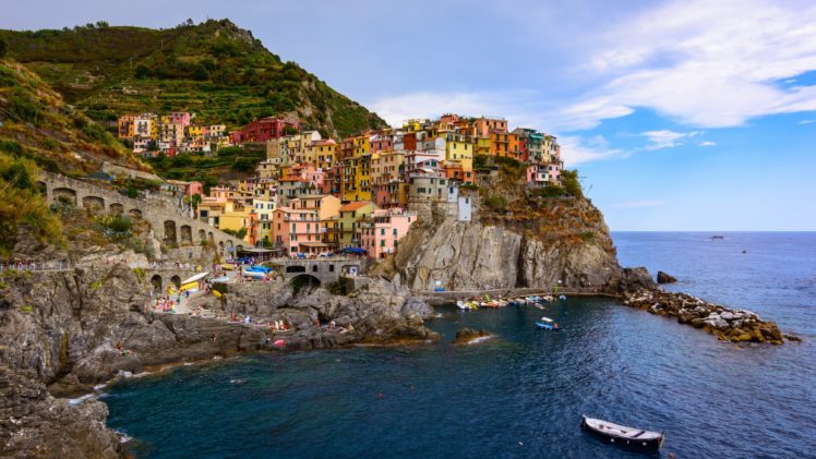 italy, Sea, Coast, Houses, Crag, Manarola, Cinque, Terre, Ligurian, Sea, Cities HD Wallpaper Desktop Background
