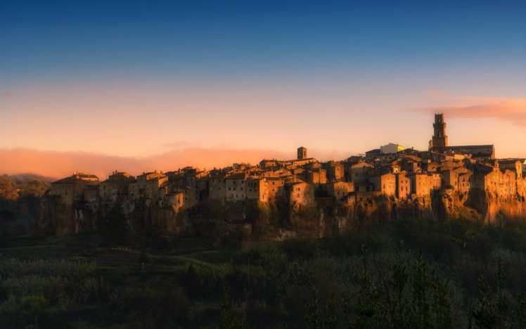 italy, Sky, Houses, Pitigliano, Cities HD Wallpaper Desktop Background