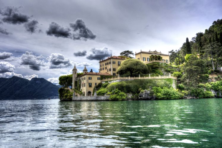 italy, Lake, Houses, Hdr, Clouds, Lenno, Cities HD Wallpaper Desktop Background