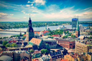 latvia, Houses, Rivers, Sky, Riga, Cities