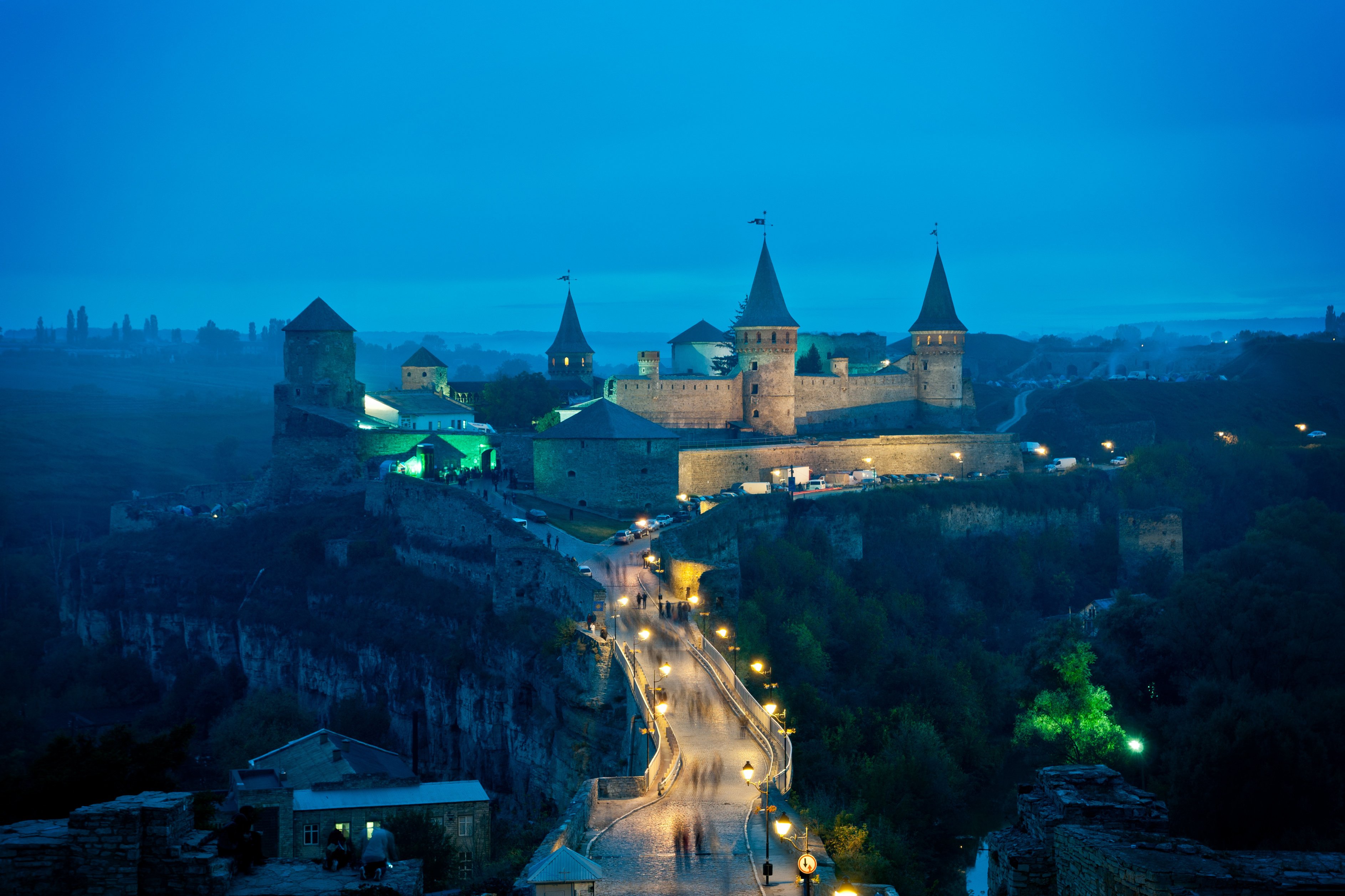 kamenetz podolsk, Castle, Bridge, Tower, Lights, Ukraine Wallpaper