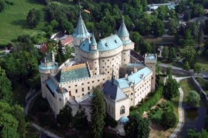 castle, Bojnice, Slovakia, Castle, Fort, Trees, Sky, Bridge, Water, Bojnicky, Zamok, Slovenska, Republika