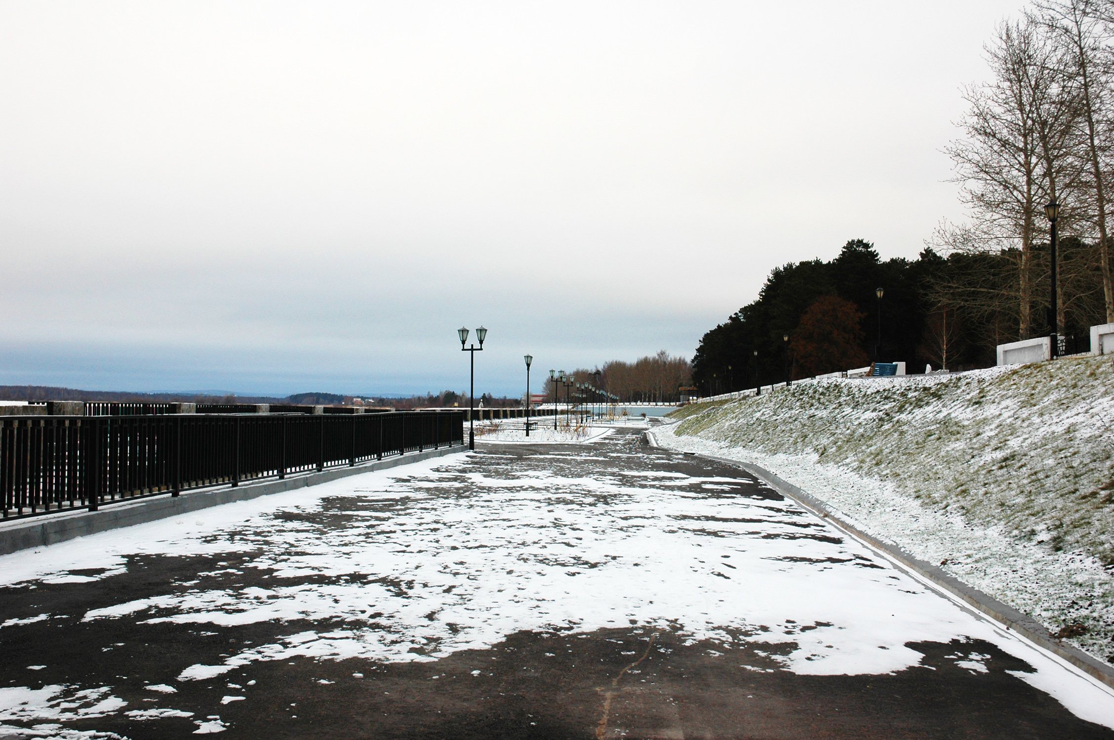 russia, Waterfront, Snow, Fence, Ust kachka, Cities Wallpaper