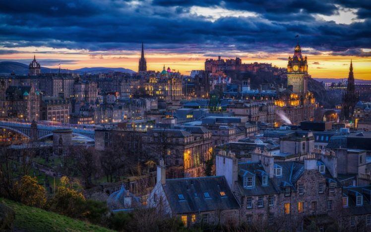 scotland, Houses, Night, Edinburgh, Cities HD Wallpaper Desktop Background