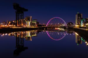 scotland, Houses, Rivers, Bridges, Night, University, Of, Glasgow, Cities