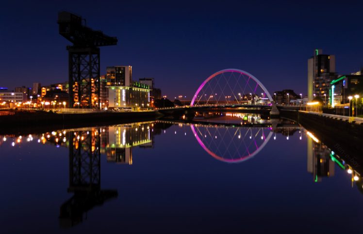 scotland, Houses, Rivers, Bridges, Night, University, Of, Glasgow, Cities HD Wallpaper Desktop Background