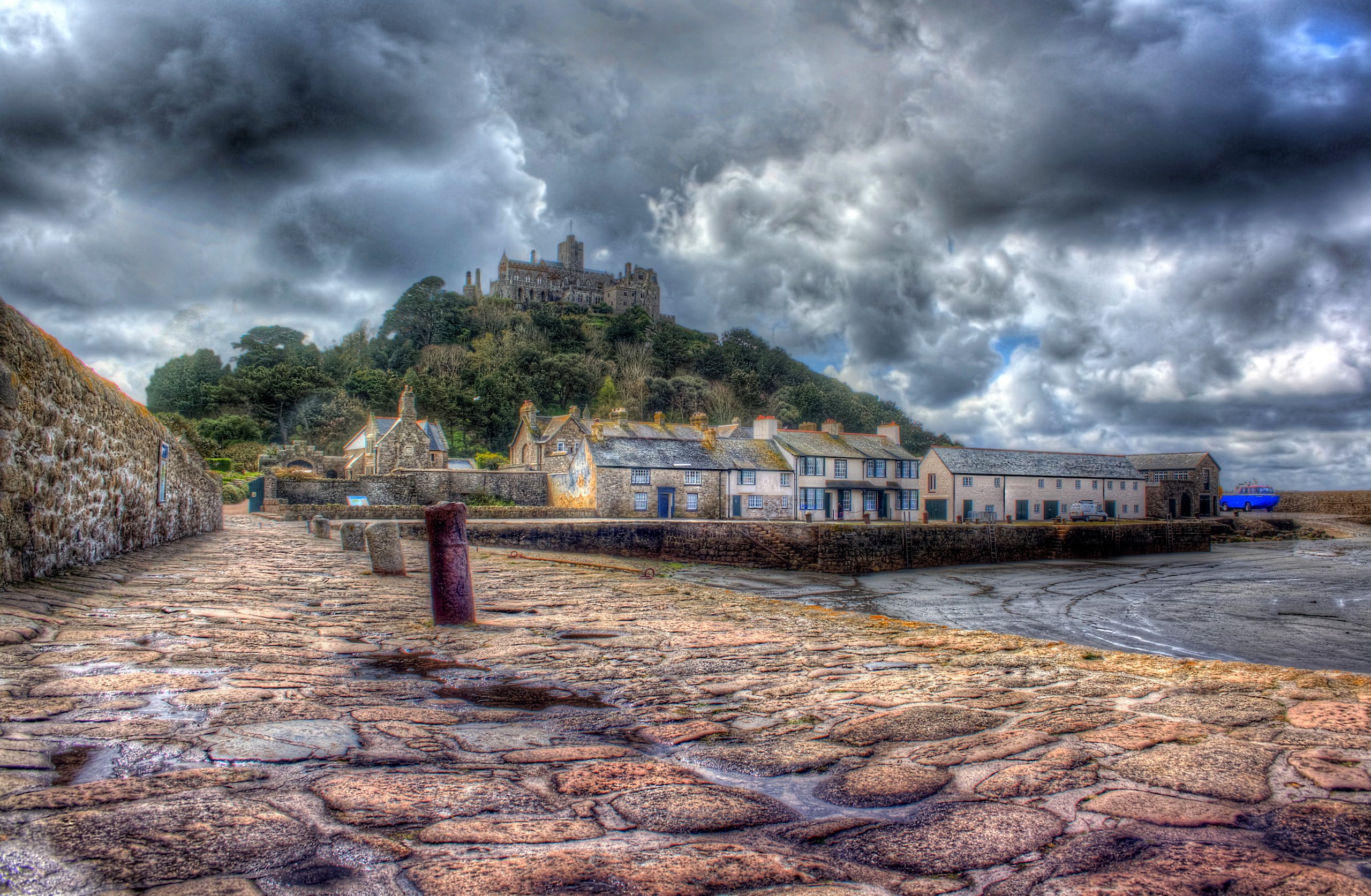 sea, Coast, Castles, United, Kingdom, Hdr, Clouds, Waterfront, Cities Wallpaper