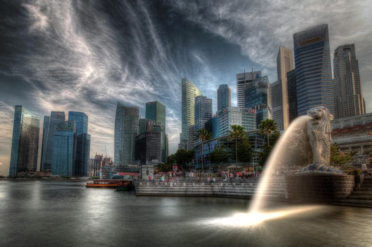 singapore, Skyscrapers, Sculptures, Marinas, Sky, Hdr, Cities HD Wallpaper Desktop Background