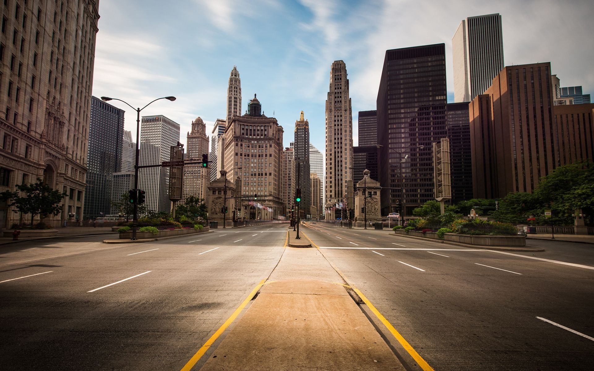 skyscrapers, Roads, Houses, Street, Cities Wallpaper