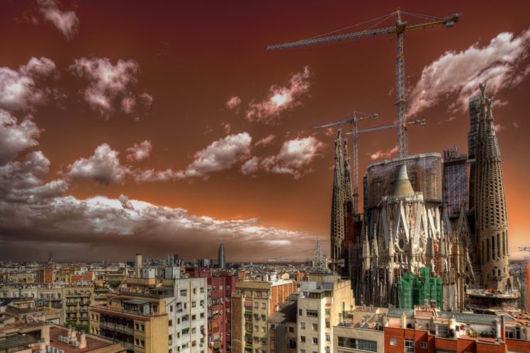 spain, Houses, Sky, Barcelona, Clouds, Cities HD Wallpaper Desktop Background