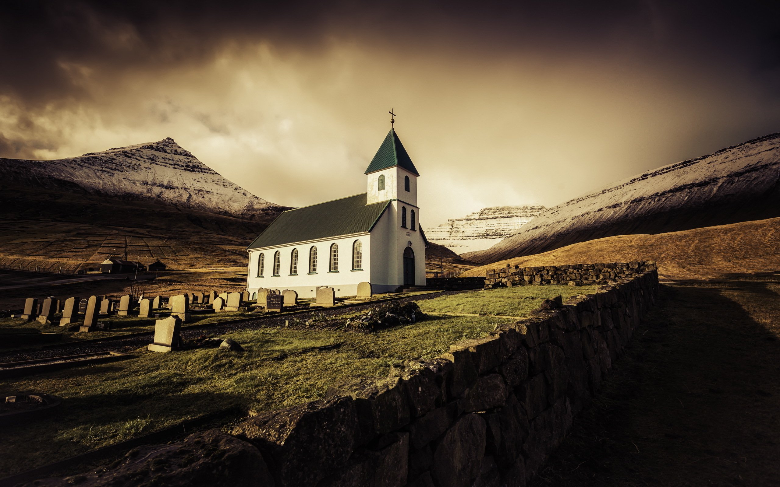 temples, Mountains, Sunrise, Faroe, Islands, Cities Wallpaper