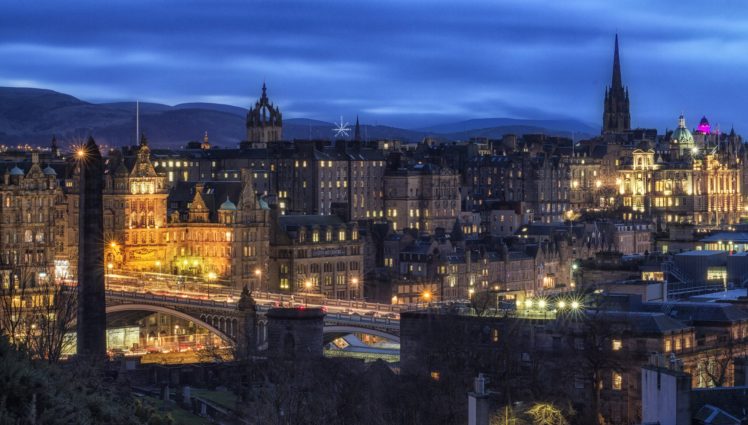 united, Kingdom, Houses, Bridges, Night, Edinburgh, Cities HD Wallpaper Desktop Background
