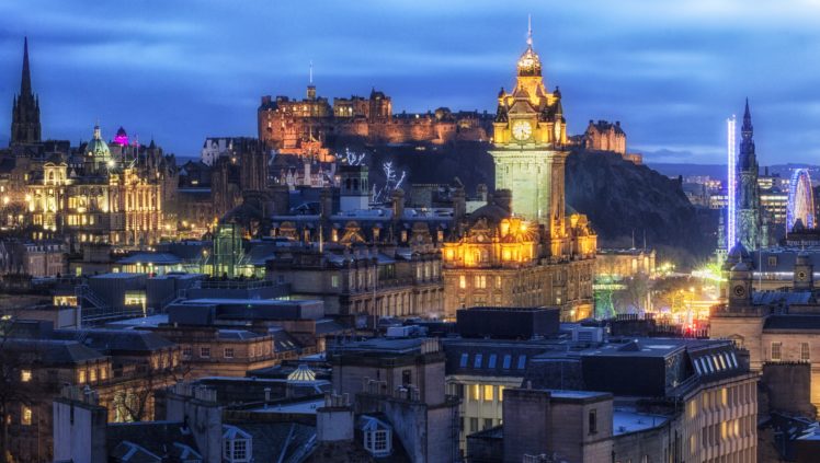 united, Kingdom, Houses, Castles, Night, Edinburgh, Cities HD Wallpaper Desktop Background