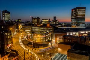 united, Kingdom, Houses, Roads, Night, Street, Lights, Street, Manchester, Arndale, Centre, Cities