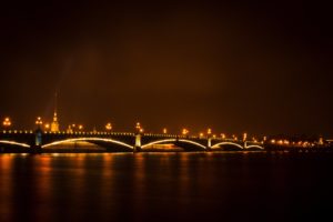 st, Petersburg, Russia, Bridges, Rivers, Night, Cities