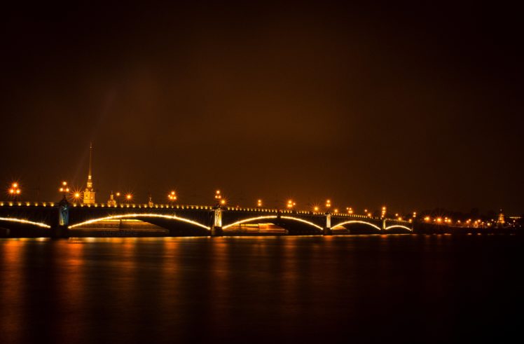 st, Petersburg, Russia, Bridges, Rivers, Night, Cities HD Wallpaper Desktop Background