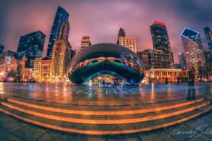 usa, Sculptures, Houses, Chicago, City, Street, Night, Cities