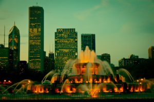usa, Fountains, Houses, Chicago, City, Illinois, Cities