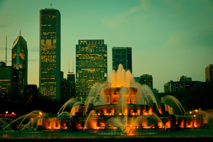 usa, Fountains, Houses, Chicago, City, Illinois, Cities HD Wallpaper Desktop Background