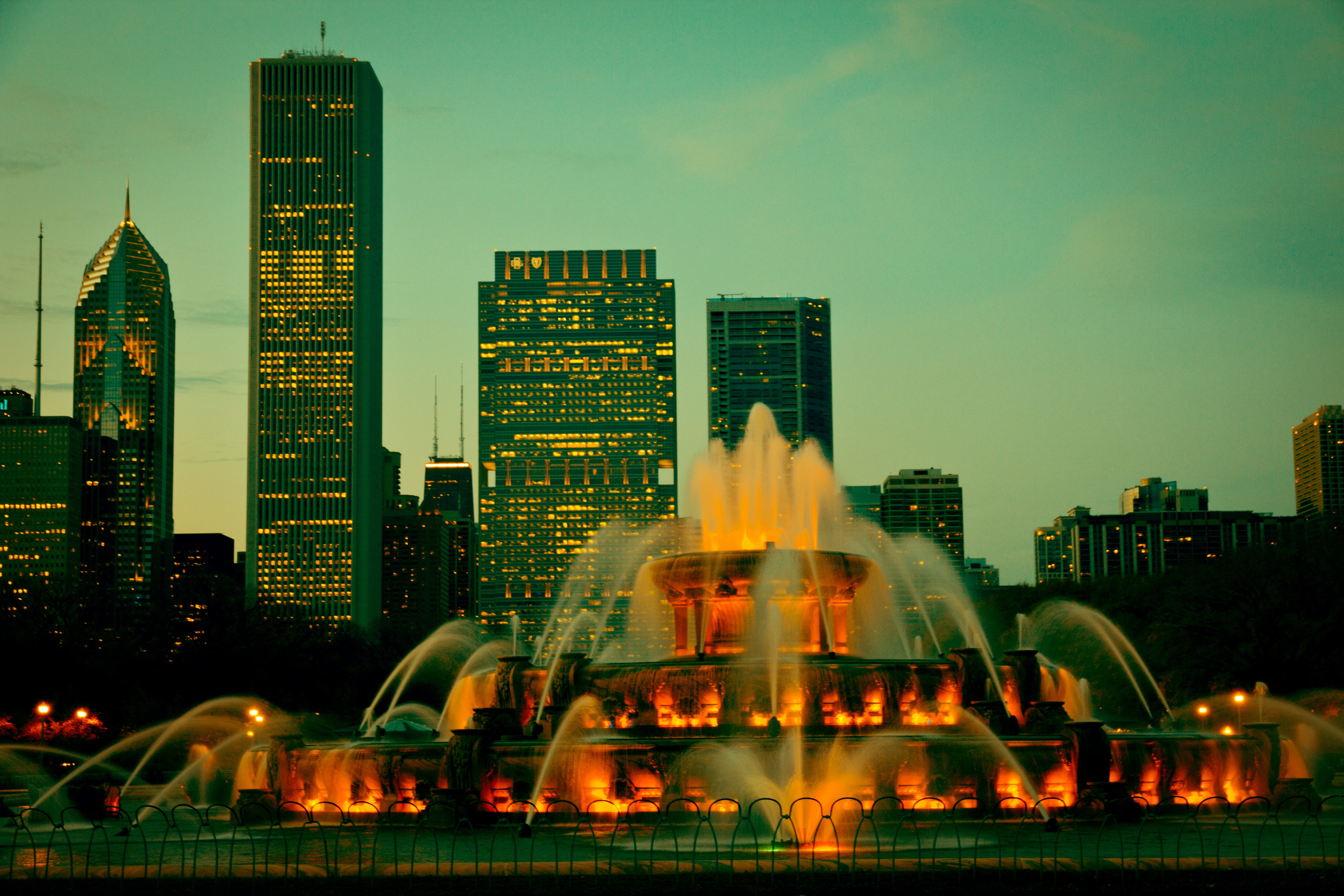 usa, Fountains, Houses, Chicago, City, Illinois, Cities Wallpaper
