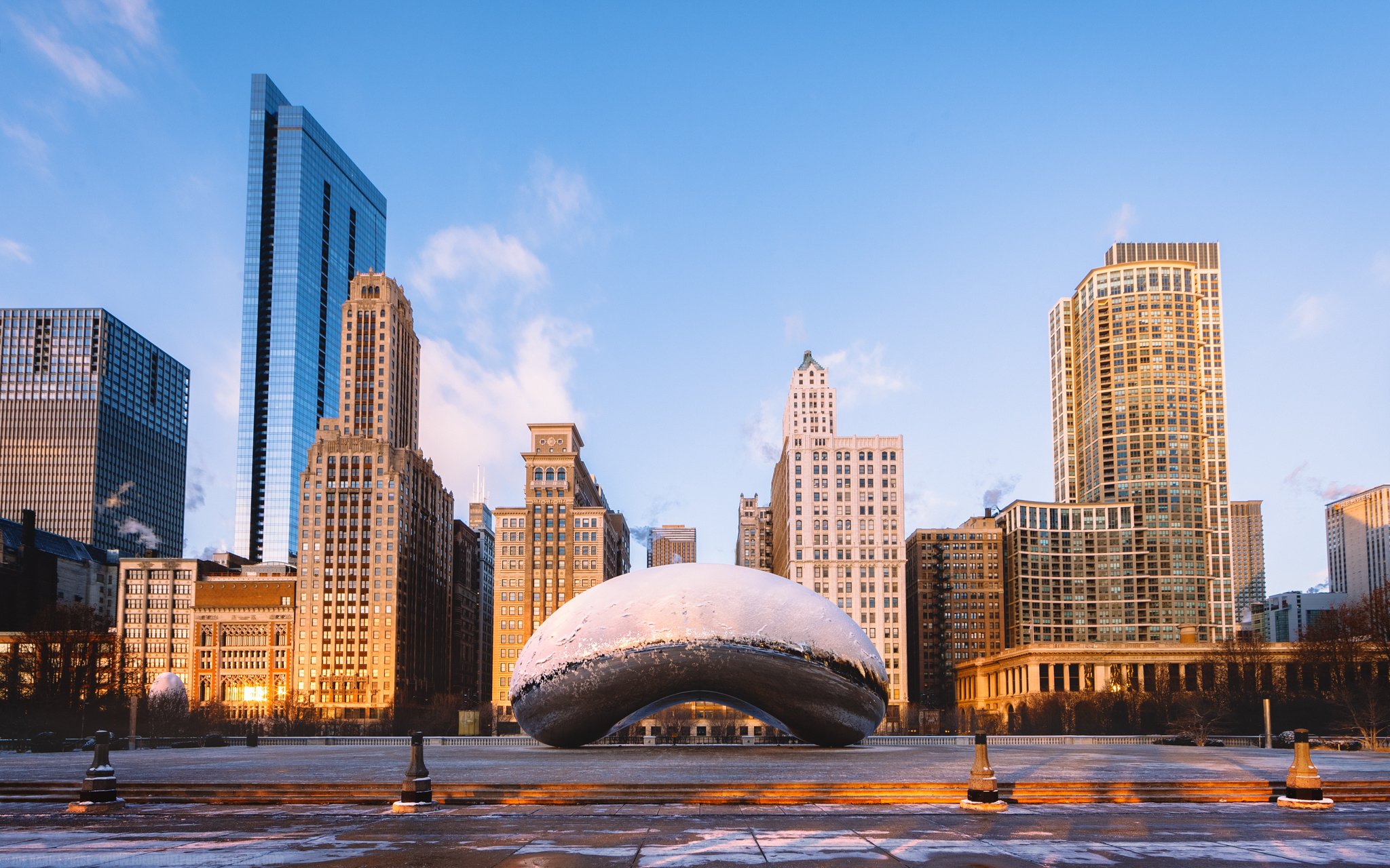 usa, Houses, Chicago, City, Street, Frozen, Bean, Cloud, Gate, Cities Wallpaper