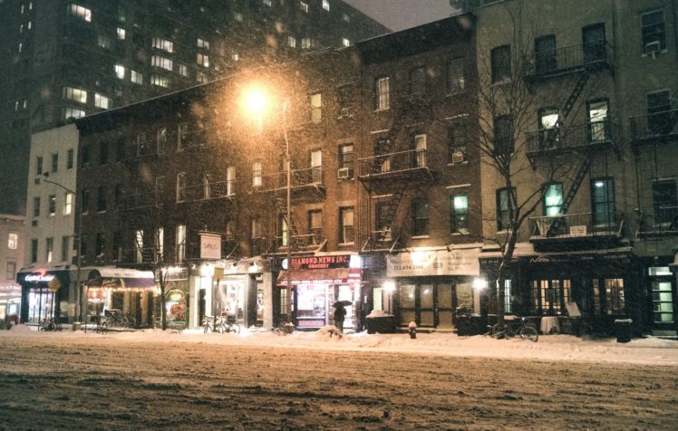 usa, Houses, Manhattan, New, York, City, Street, Snow, Street, Lights, Storm, Cities HD Wallpaper Desktop Background