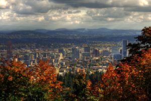 usa, Houses, Mountains, Autumn, Clouds, Portland, Cities