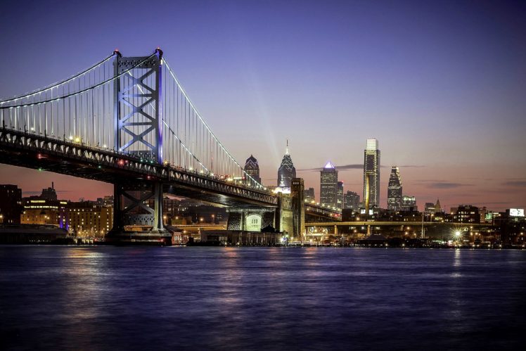 usa, Houses, Rivers, Bridges, Night, Street, Lights, Philadelphia, Cities HD Wallpaper Desktop Background