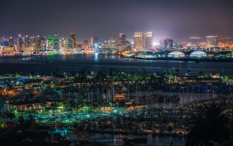 usa, Houses, Rivers, Marinas, San, Diego, Megapolis, Night, Cities HD Wallpaper Desktop Background