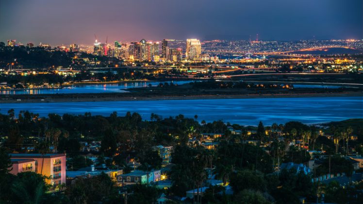 usa, Houses, Rivers, San, Diego, Megapolis, Night, Cities HD Wallpaper Desktop Background