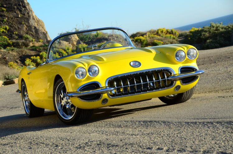 1960, Chevrolet, Corvette,  c1 , Convertible, Yellow, Classic, Modified HD Wallpaper Desktop Background