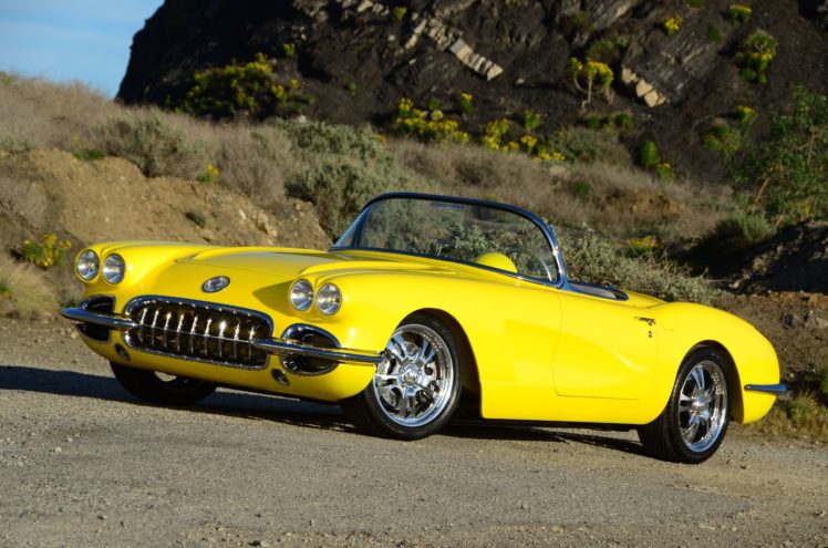 1960, Chevrolet, Corvette,  c1 , Convertible, Yellow, Classic, Modified HD Wallpaper Desktop Background
