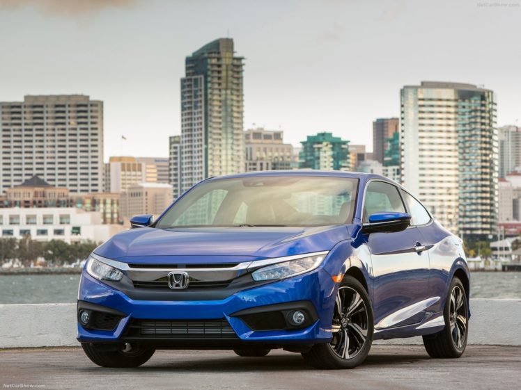 2016, Honda, Civic, Cars, Blue, Coupe HD Wallpaper Desktop Background