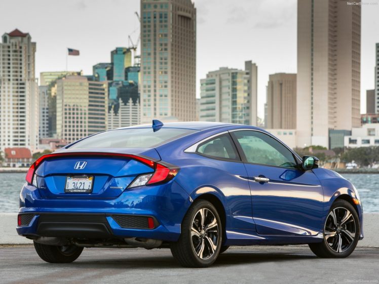 2016, Honda, Civic, Cars, Blue, Coupe HD Wallpaper Desktop Background