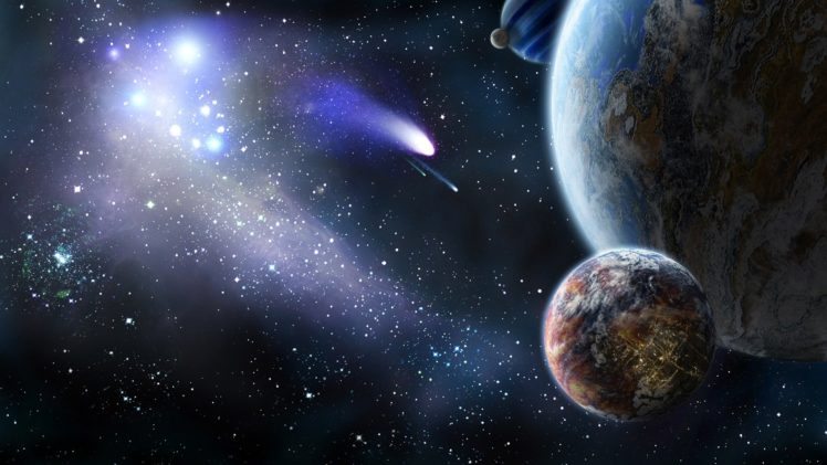 espacio, Cometa, Planeta, Tierra, Luna, Naturaleza, Universo HD Wallpaper Desktop Background