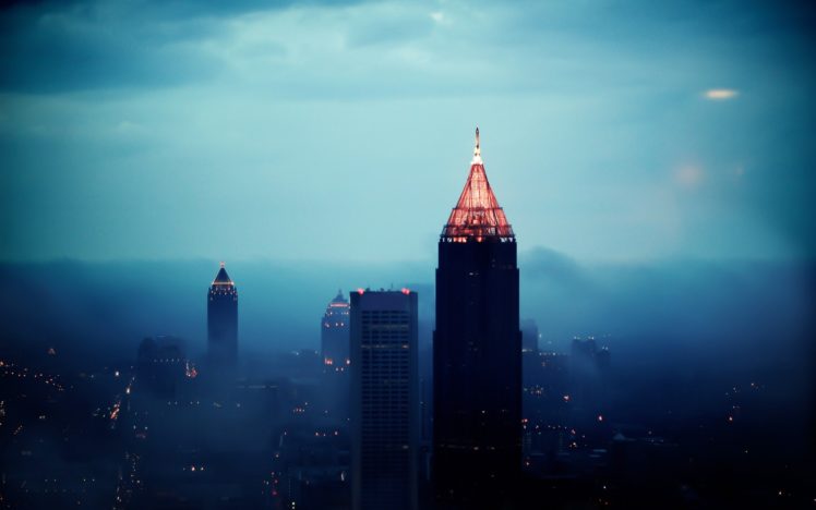 sunrise, Cityscapes, Fog, Buildings, Atlanta, Morning, Cities HD Wallpaper Desktop Background